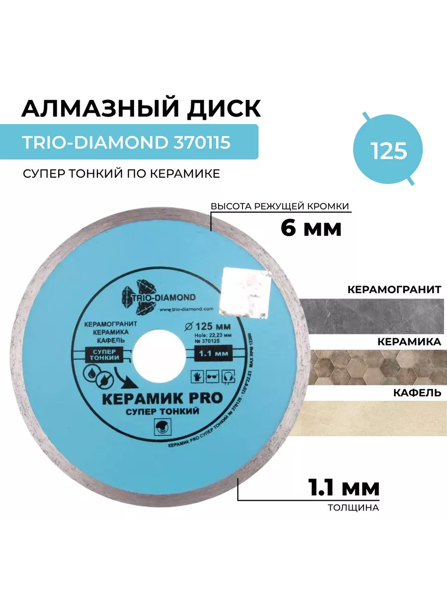Диск алмазный отрезной супертонкий Керамик PRO 125х22.23 мм
