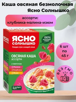 Каша овсяная безмолочная клубника-малина-изюм 45 г x 6 шт Ясно Солнышко 218283588 купить за 592 ₽ в интернет-магазине Wildberries