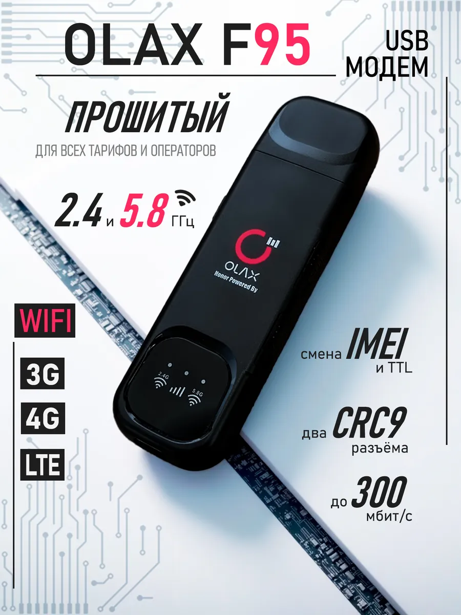Прошитый 4G Wi-Fi USB модем F95 CRC9 MIMO IMEI TTL 5 ГГц