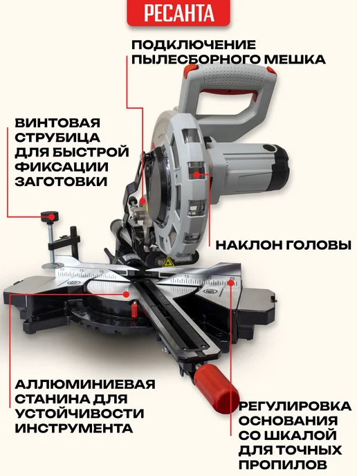 РЕСАНТА Торцовочная пила ТП-210ПЛ, вариант, фото 2