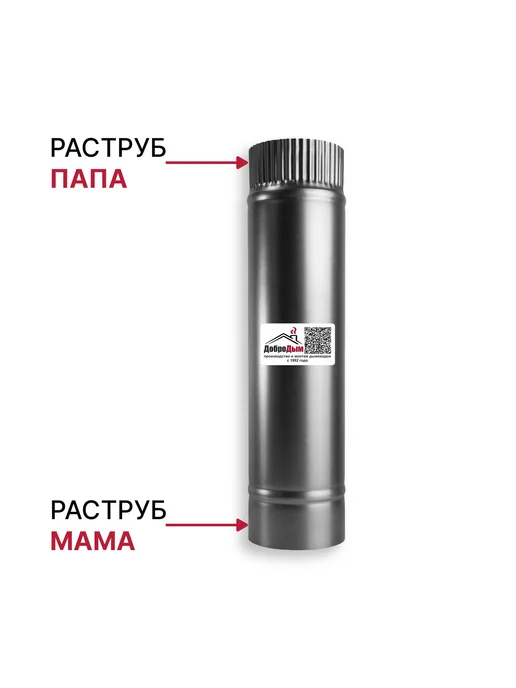ДоброДым Труба 0.43 м D 90мм из котловой стали, 0,43 м, фото 3