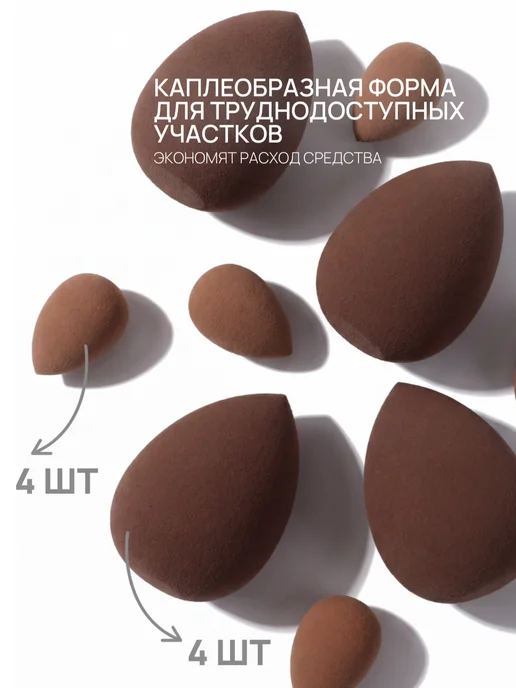 UNIITY Спонжи и пуховки большой набор для макияжа умывания, коричневый, фото 3