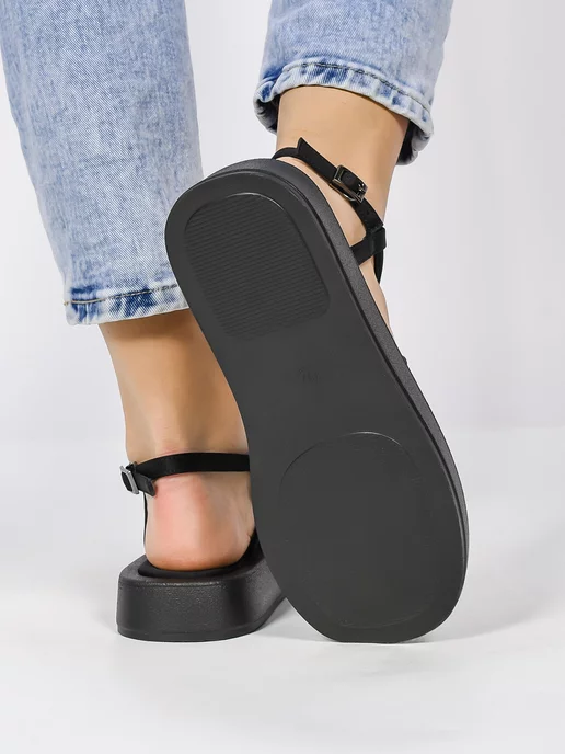 EGGA SHOES Сандалии летние на ремешке замшевые, черный, фото 4
