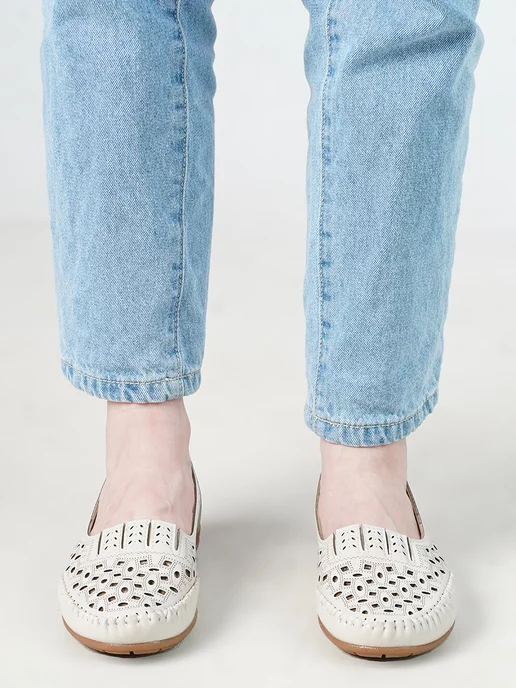 Комфорт SHOES Мягкие дышащие туфли для проблемных ног из экокожи, белый, фото 3