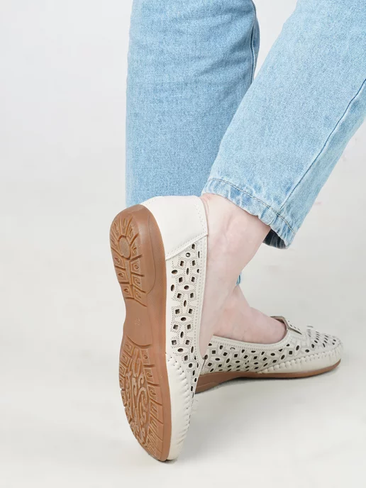 Комфорт SHOES Мягкие дышащие туфли для проблемных ног из экокожи, белый, фото 4
