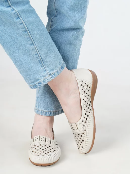 Комфорт SHOES Мягкие дышащие туфли для проблемных ног из экокожи, белый, фото 7