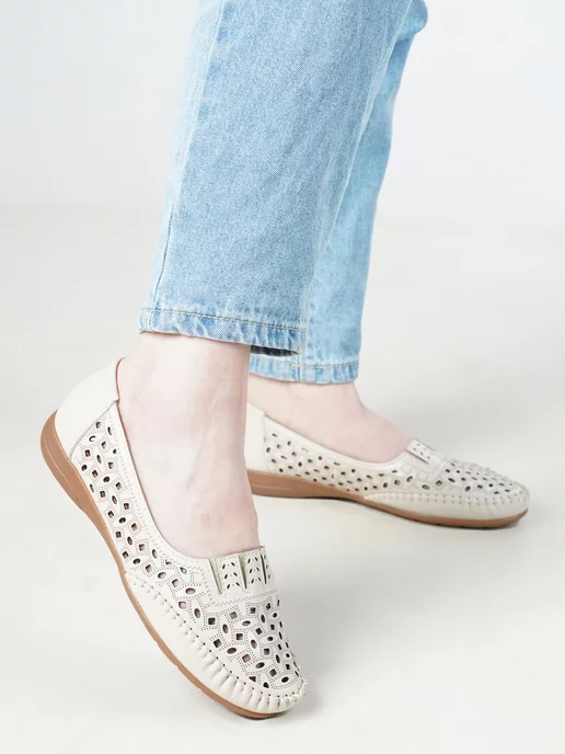 Комфорт SHOES Мягкие дышащие туфли для проблемных ног из экокожи, белый, фото 8