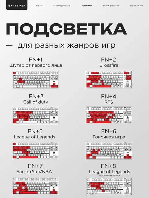GEMBIRD Игровая клавиатура 80% с подсветкой 3 цвета, черный, фото 4