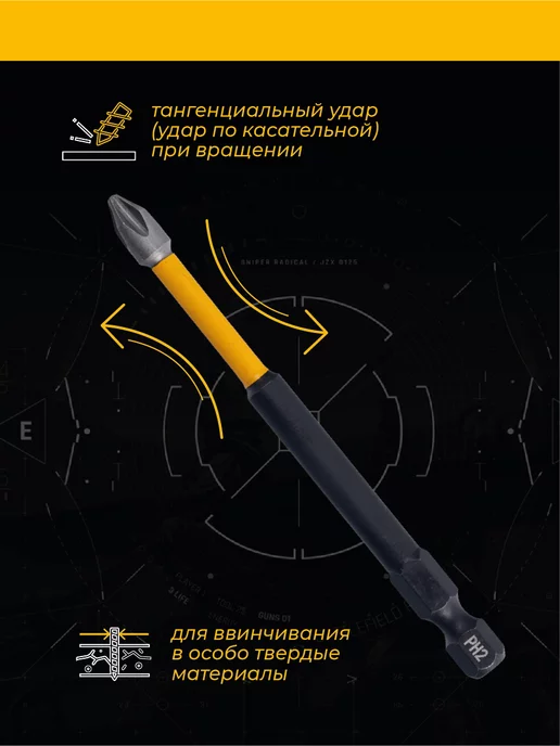 Rage Furious Биты торсионные ударные impact S2 PH2 x 90 мм 2 шт, 2x90 мм, 2 шт, фото 4