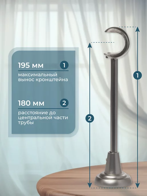 Home Garden Кронштейн для карниза однорядный 19 мм (1 шт.), сатин, 1 шт, фото 4