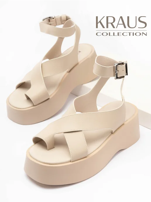 KRAUS Collection Босоножки женские на платформе, бежевый, фото 3