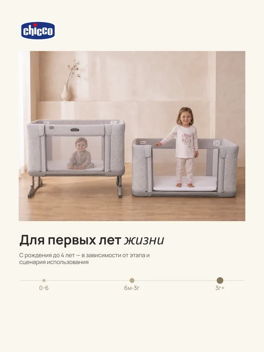 CHICCO Кроватка для новорожденных Next2Me Essential Stone Re_Lux, серый, фото 2