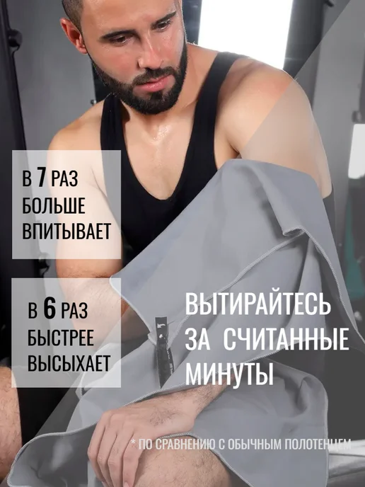 SOLLIETTO Полотенце спортивное из микрофибры в чехле, 60х120 см, 60x120 см, фото 6
