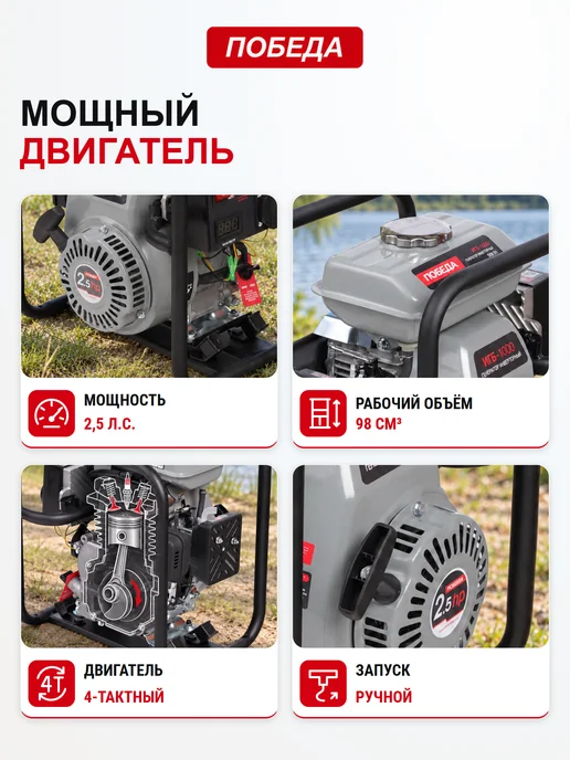 Победа Генератор бензиновый ГБ 3500, 2.5кВт, 15л, вариант, фото 2