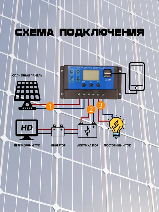 Контроллер заряда солнечной панели PWM 50A, вариант, фото 5