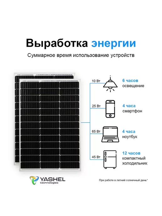 Yashel Солнечная электростанция 60Вт 12В Монокристалл PWM, 200 Вт, фото 3