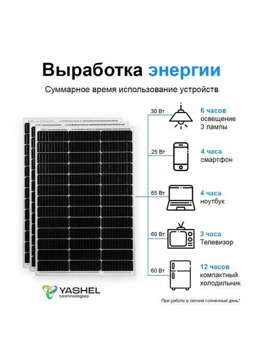 Yashel Солнечная электростанция комплект с панелью 150Вт, 300 Вт, фото 3