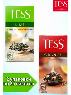 чай зеленый с цитрусом и черный с апельсином, 2 шт по 25 пак TESS 218896223 купить за 241 ₽ в интернет-магазине Wildberries