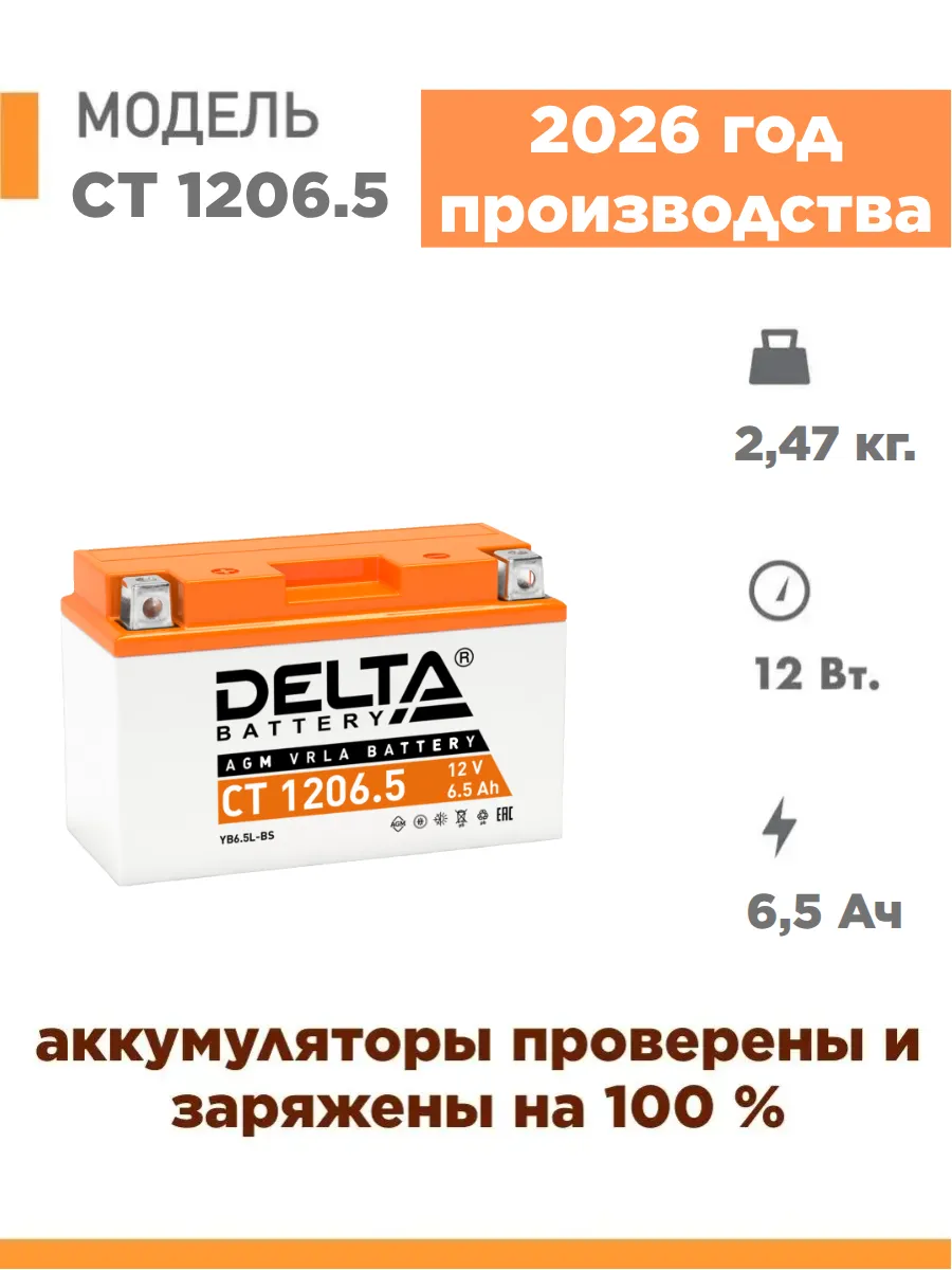 Аккумулятор CT 1206.5 12В 6.5Ач