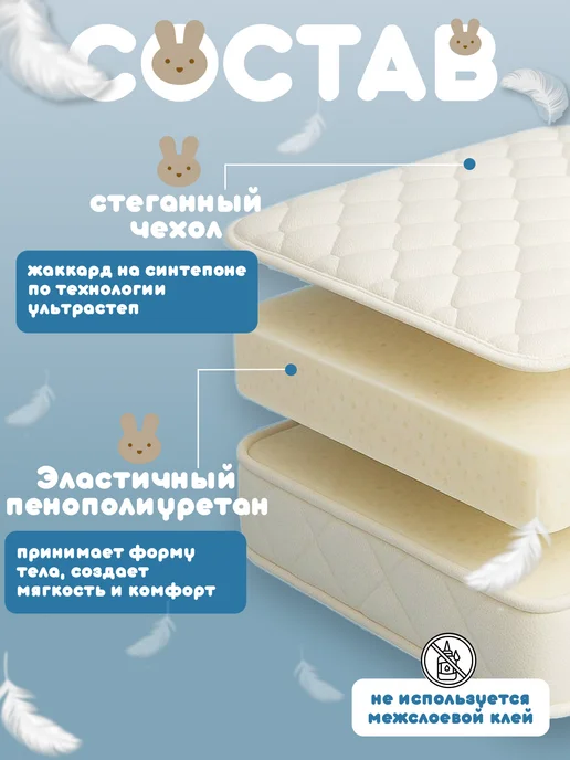 Welcome store Матрас детский беспружинный 160х80 на кровать ортопедический, 160x80, фото 2