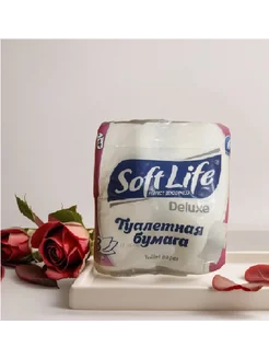 Туалетная бумага трехслойная 4 рулона SOFT LIFE 218907032 купить за 266 ₽ в интернет-магазине Wildberries