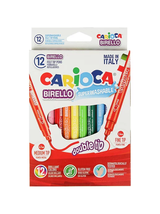 Carioca Фломастеры двусторонние Birello 12 цв 42753, синий