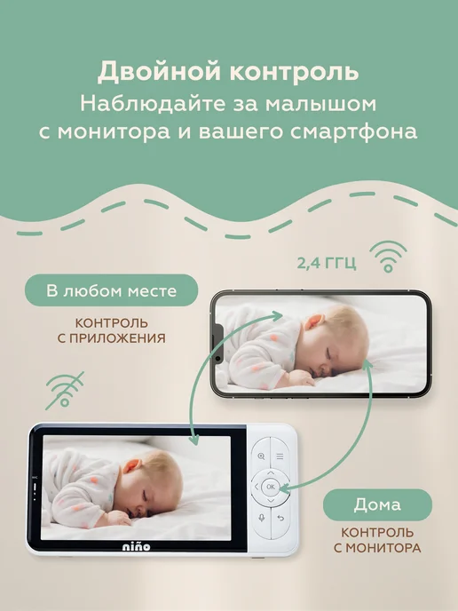 nino baby Видеоняня с подключением к монитору и телефону радионяня, вариант, фото 2