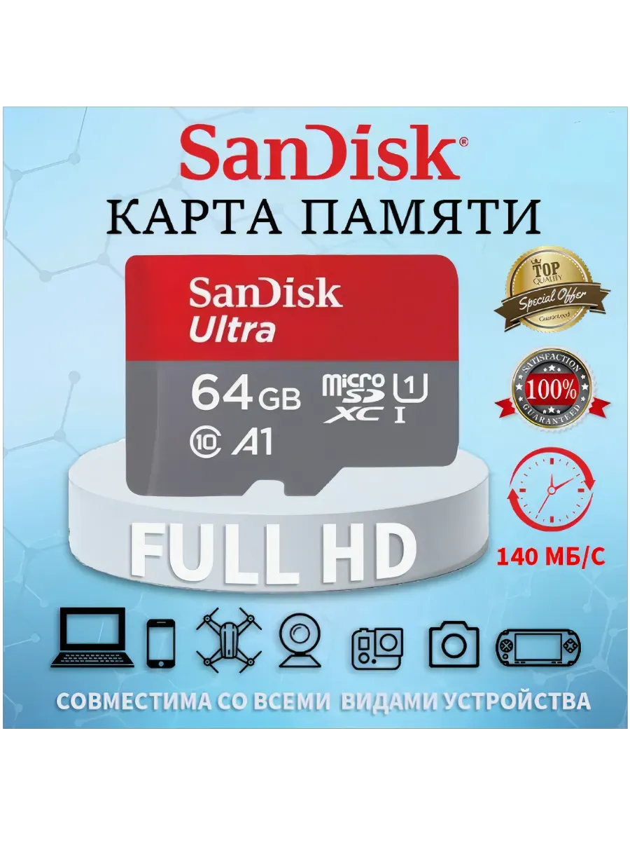 Micro SD Карта памяти Ultra 64 ГБ