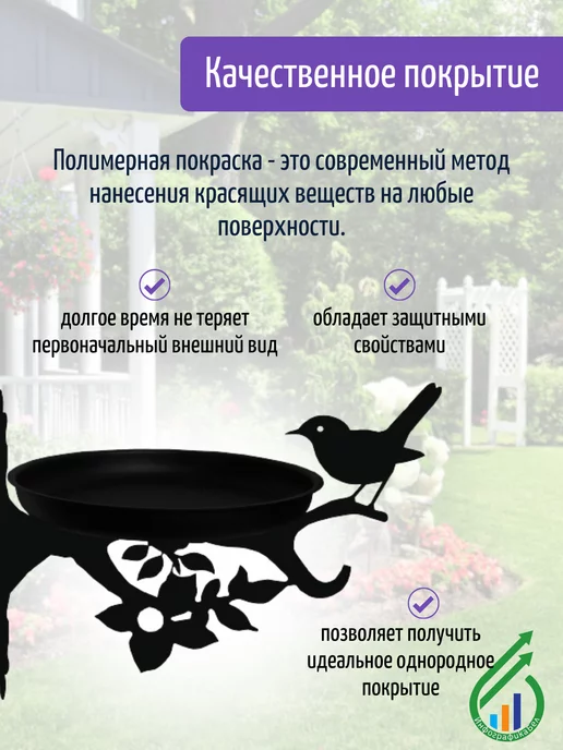 Gala Металлическая кормушка для птиц КО001-BY, черный, фото 4
