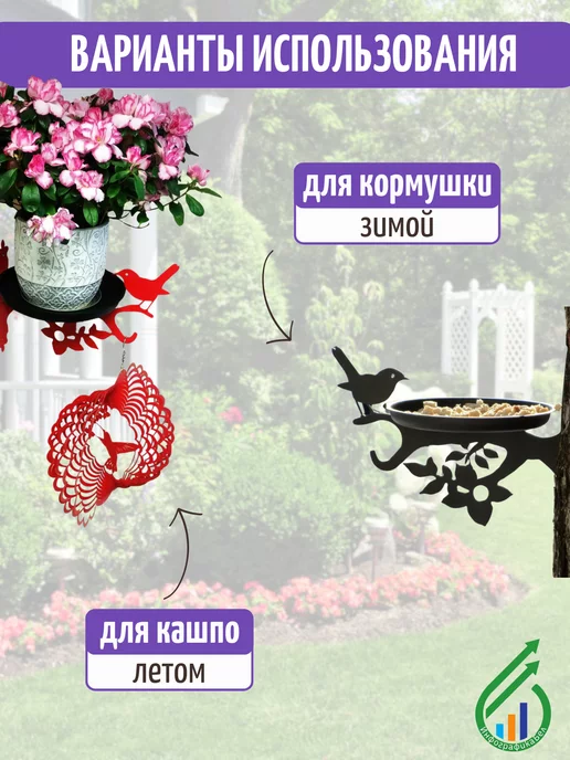 Gala Металлическая кормушка для птиц КО001-BY, черный, фото 5