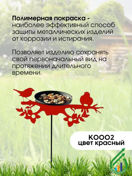 Gala Металлическая кормушка для птиц на стойке КО002-RY, черный, фото 2